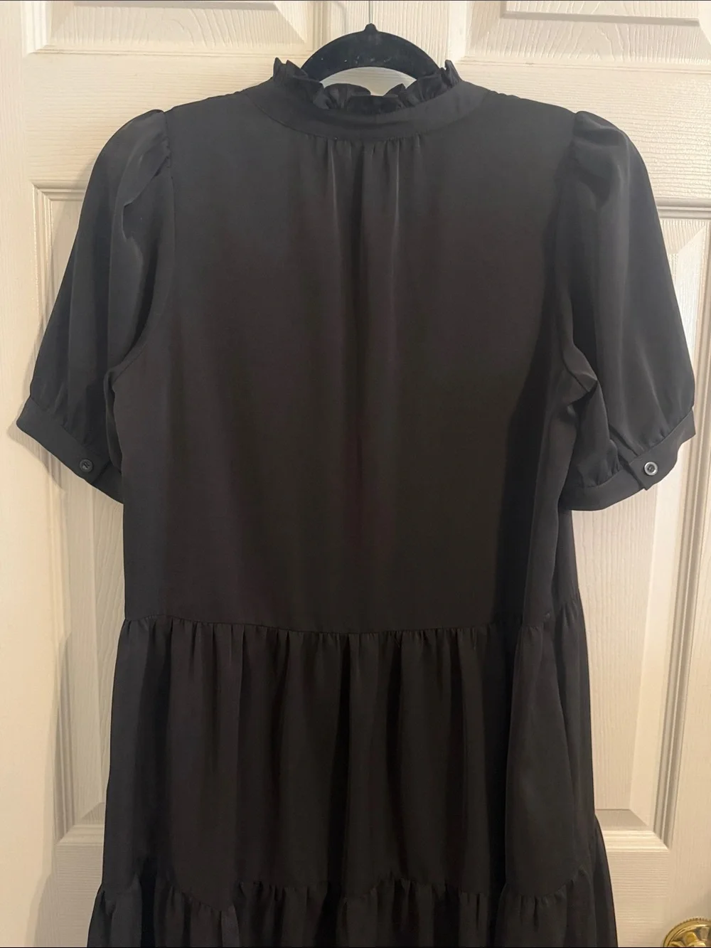 JADE by Melody Tam Black Tiered Mini Dress Sz Small Fully Line with Pockets